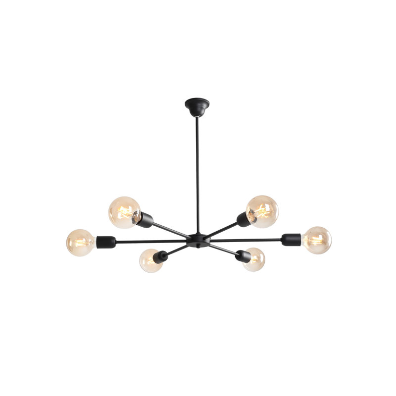 6 Light Sputnik Drum LED Chandelier with Hand Blown Glass Accents 6 Light Sputnik Drum LED Chandelier with Hand Blown Glass Accents